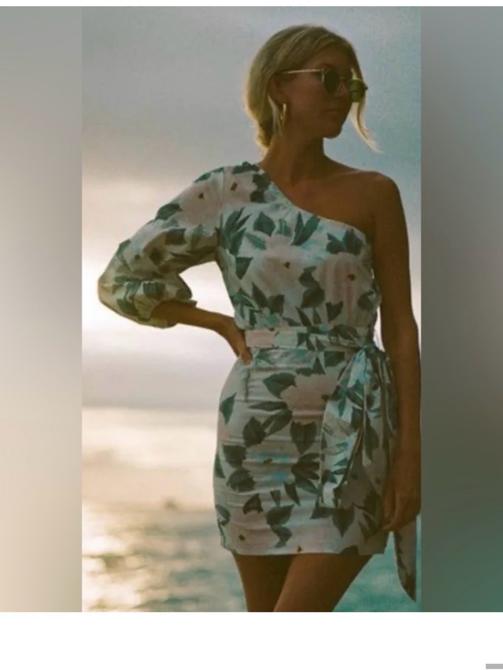 Billabong x The salty Blonde floral one shoulder mini dress. Like new! sz L